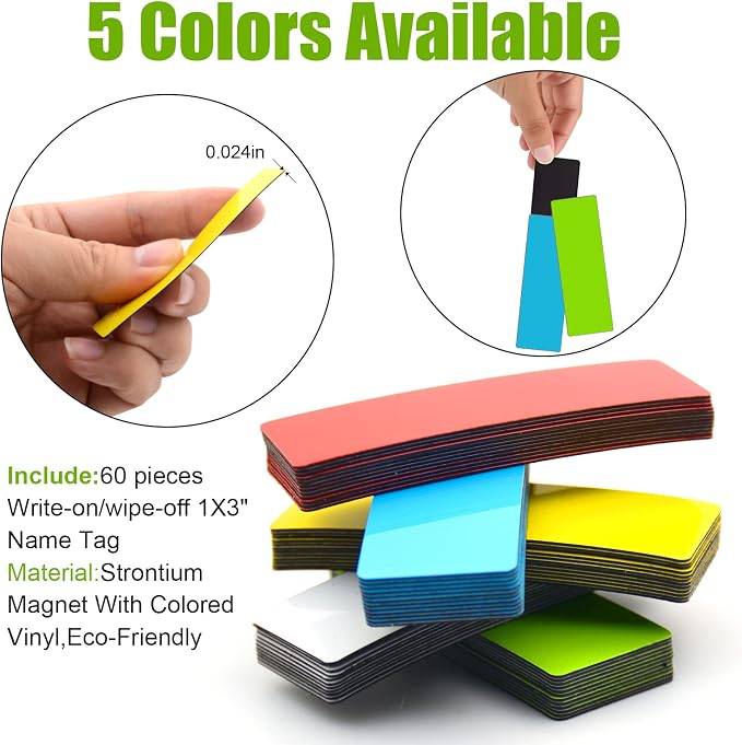 STTMGN Magnetic Labels Dry Erase (1x3,Pack of 60),Write On Magnets(Red)