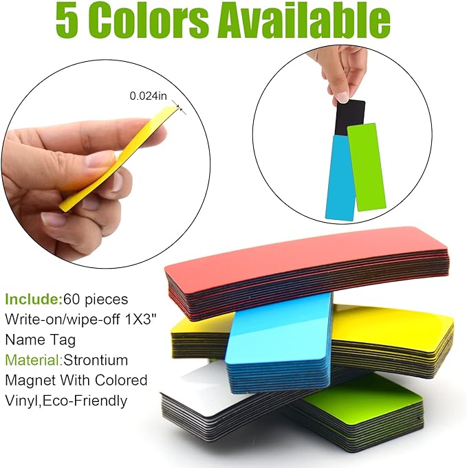 STTMGN Magnetic Dry Erase Labels (1x3,Pack of 60),Name Tags Magnets Sticker,Durable for Classroom&Office&Cabinet&Whiteboard&Refrigerator&Education&Home&More (Green) Saint Patrick's Day Gift