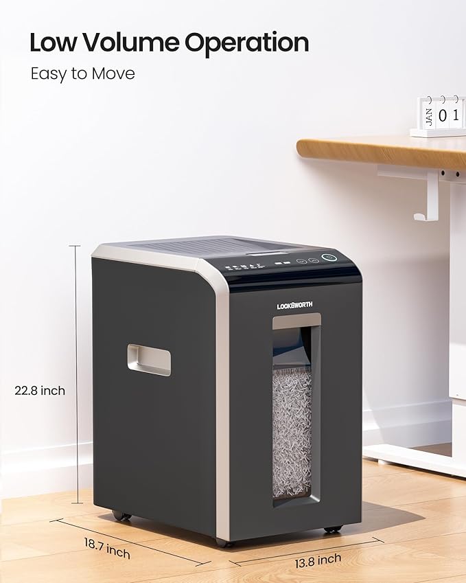 200-Sheet P-5 Micro-Cut Heavy-Duty Paper Shredder, 60-Min Continuous Run, 8.5-Gal Bin, Auto Jam-Proof, Home Office, High-Security