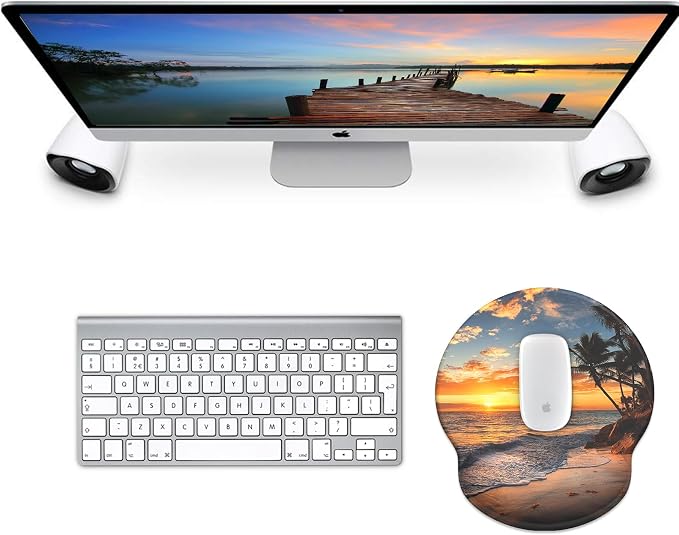 Mouse Pad with Wrist Rest, Comfortable Computer Mousepad with Gel Wrist Support Smooth Surface and Non-Slip PU Base for Pain Relief, Laptop, Office & Home (Sunset)