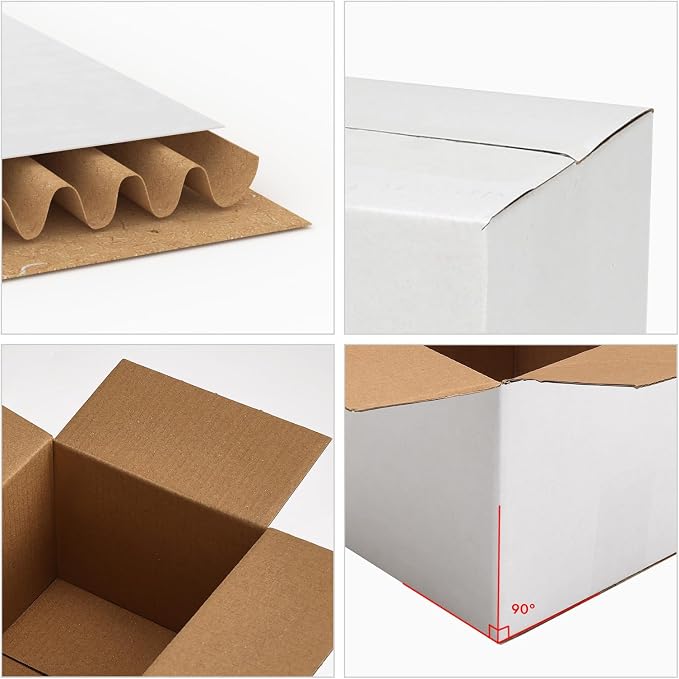 CRUGLA 5x5x5 White Shipping Boxes Set of 50, White Corrugated Cardboard Boxes for Small Business Shipping Mailing Packing