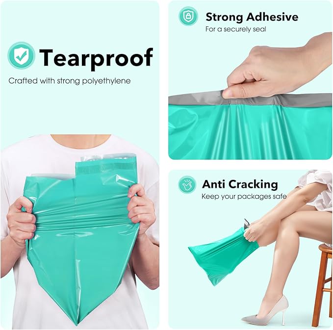 Fuxury Poly Mailers 10x13 Inch 1200 Pcs, Bulk Shipping Bags for Clothing, Strong Adhesive Shipping Envelopes for Small Business Suppliers,Waterproof Mailers Poly Bags Mailing Envelopes Teal