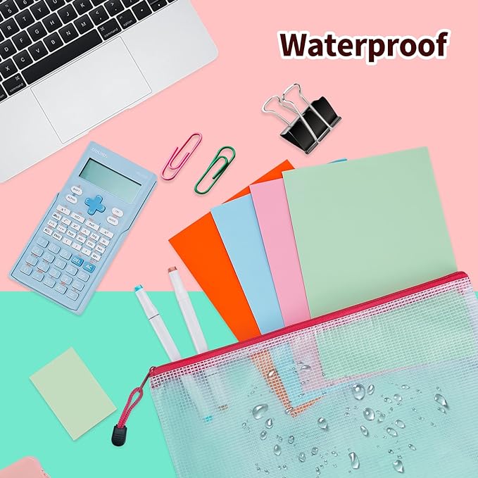 24pcs Mesh Zipper Pouch Bags 8 Sizes Plastic Clear Pouches for Organization | Multiple Sizes Waterproof File Bag Reusable Storage Bags for Classroom Travel Board Game Office Supplies