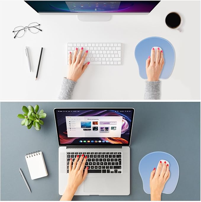 ITNRSIIET Mouse Pad Non-Slip Rubber Base Smooth Surface Stitched Edges Waterproof Durable Compatible with All Mice for Office & Gaming, Desk Accessory, 8.7x8.3x0.12 inch, Azure Gradient