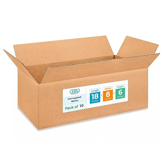 Medium Shipping & Moving Boxes 18x8x6 inches (10-Pack) - Extra Strength 200 lb vs Regular - Corrugated Packing Boxes for USPS/UPS/FEDEX - Cardboard Box for Moving - Carton Box by IDL Packaging | Extra Strength 200 lb vs Regular - Corrugated Packing Box...
