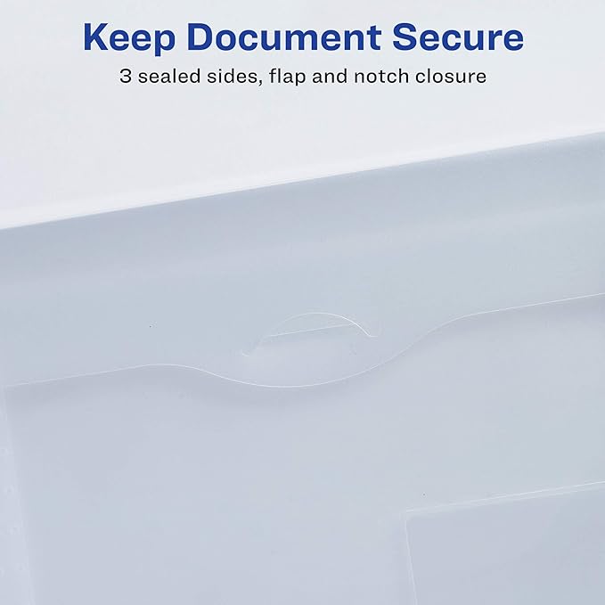 Avery Translucent Document Wallet, Clear Travel Document Organizer, Holds up to 50 Pages (72278)