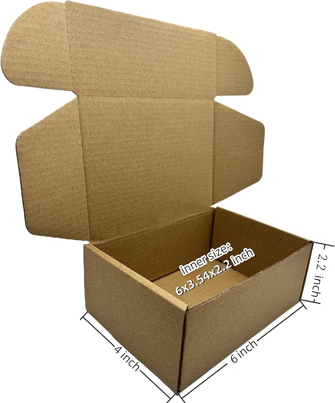 6x4x2.2 Inches Small Shipping Boxes 50 Pack Corrugated Cardboard Packaging Business Moving Mailing Box