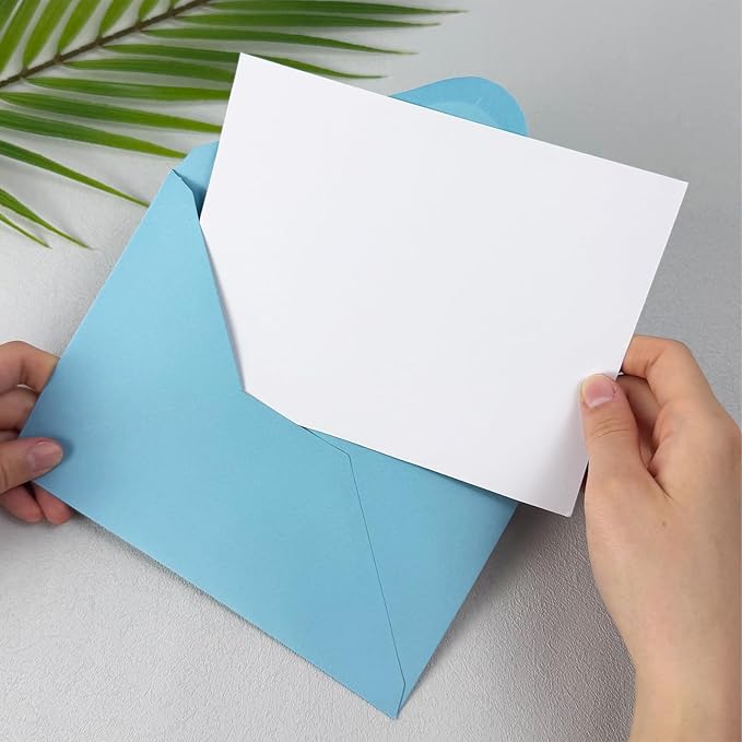 50 PCS Blue Colorful A7 Envelopes with Stickers, 5x7 Envelopes for Greeting Cards, Great for Invitations, Wedding Invitation, Birthday, Baby Shower, Graduation