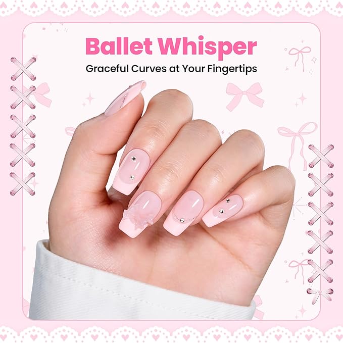 Beetles 3D Gel Nail Art with 3D Mold-2 Pcs Ballet Whisper Clear&Pink Solid Builder Nail Gel,Non-Sticky Sculpting, Dual-Ended Sculpture Pen, Beginner Friendly DIY at Home,UV LED Lamp Needed