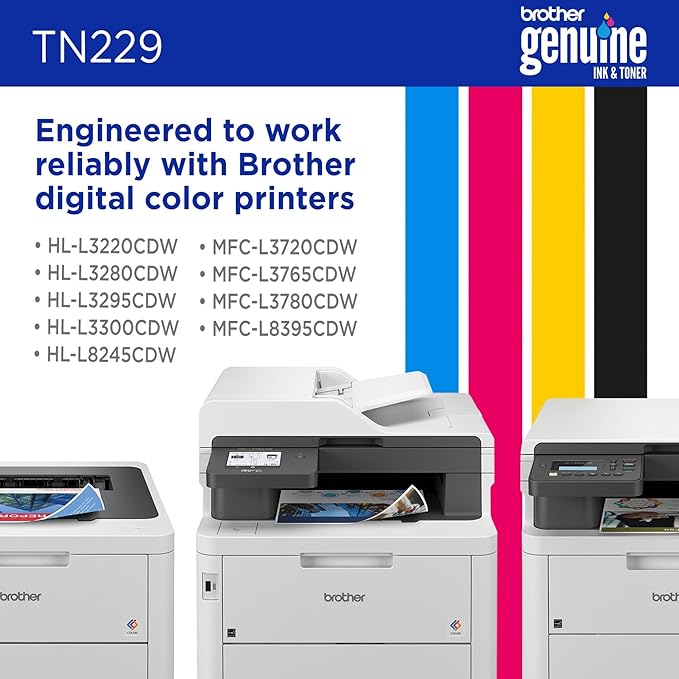 Brother Genuine TN229M Magenta Standard Yield Printer Toner Cartridge - Print up to 1,200 Pages(1)