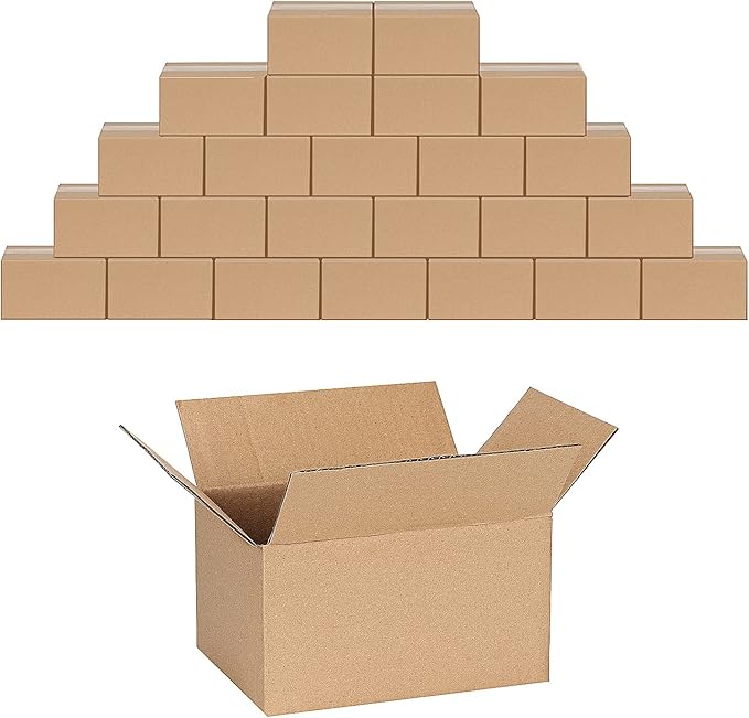 7x5x4 Inches Shipping Boxes Pack of 25, Small Corrugated Cardboard Box for Business Mailing Packaging, Brown