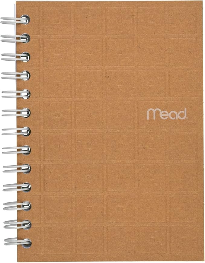 Mead Spiral Notebook, College Ruled Paper, 80 Sheets, 7" x 5", Recycled, Assorted Colors, Color Selected For You, 1 Count (45186)