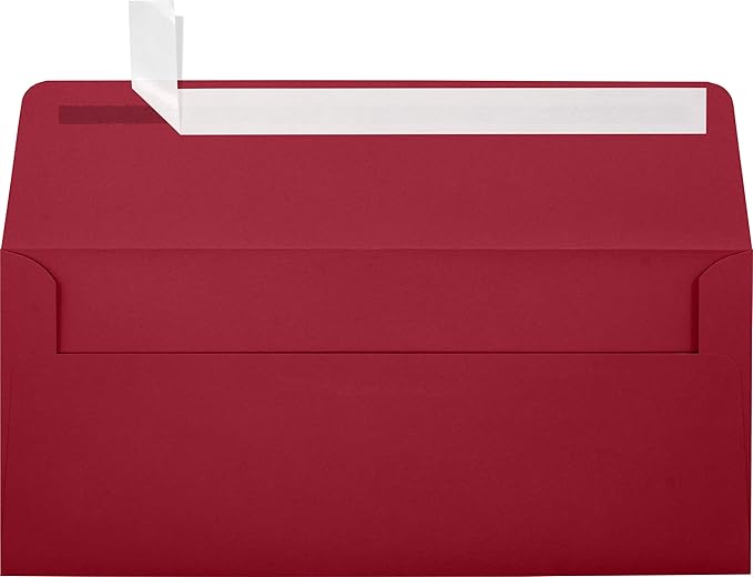 LUXPaper #10 Business Envelopes | Peel & Press | 4 1/8" x 9 1/2" | Garnet Red | 80lb. Text | 250 Qty