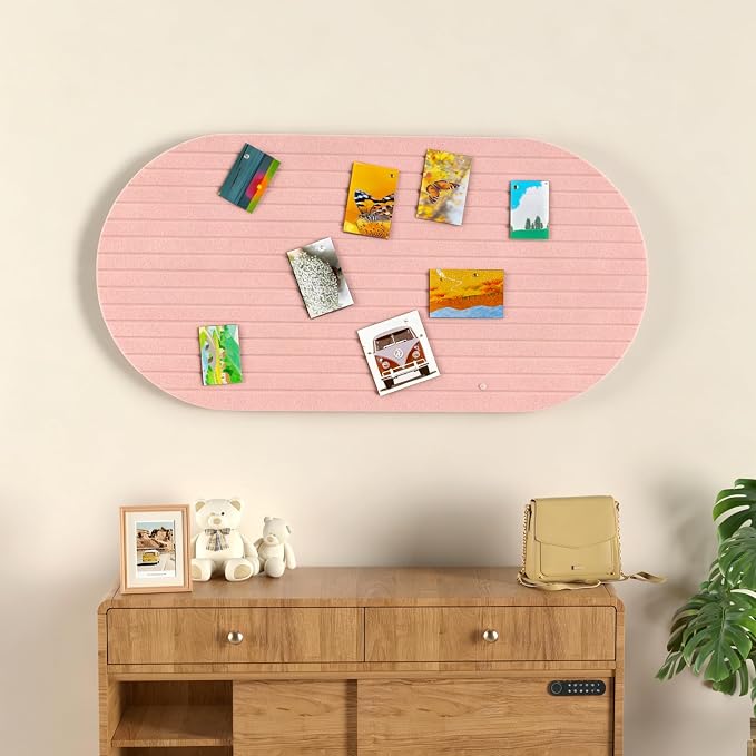 Felt Bulletin Board 47" x 24", Cork Board Alternative with 30 Push Pins | 4 Customizable Modular Decorative Felt Pin Board, Vision Board for Office Home Bedroom Wall Decor, Photo Picture Display