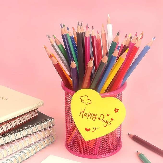 SIMONA Heart Shape Sticky Notes 6 Bright Colors, 450 Sheets | Cute Heart Self-Sticky Note Pads, 6 Bright Assorted Colors Sticky Notes for Office, School, Family