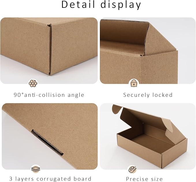BIOBROWN 9x6x2" Small Shipping Boxes 25 Pack, Corrugated Cardboard Mailer Boxes Bulk for Packaging Small Business Mailing Gift, Kraft Brown