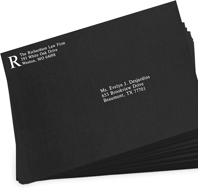 LUXPaper 9 x 12 Open End Envelopes | Peel & Press | Black Linen | 80lb. Text | 50 Qty