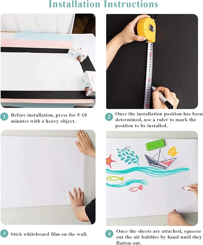 Small Self-Adhesive Whiteboard Sticker: to-Do Lists at a Glance | Magnet-Receptive Dry Erase Decal with No-Ghosting Surface - 18" x 12" Peel-and-Stick Memo Board for Kitchen & Cabinets
