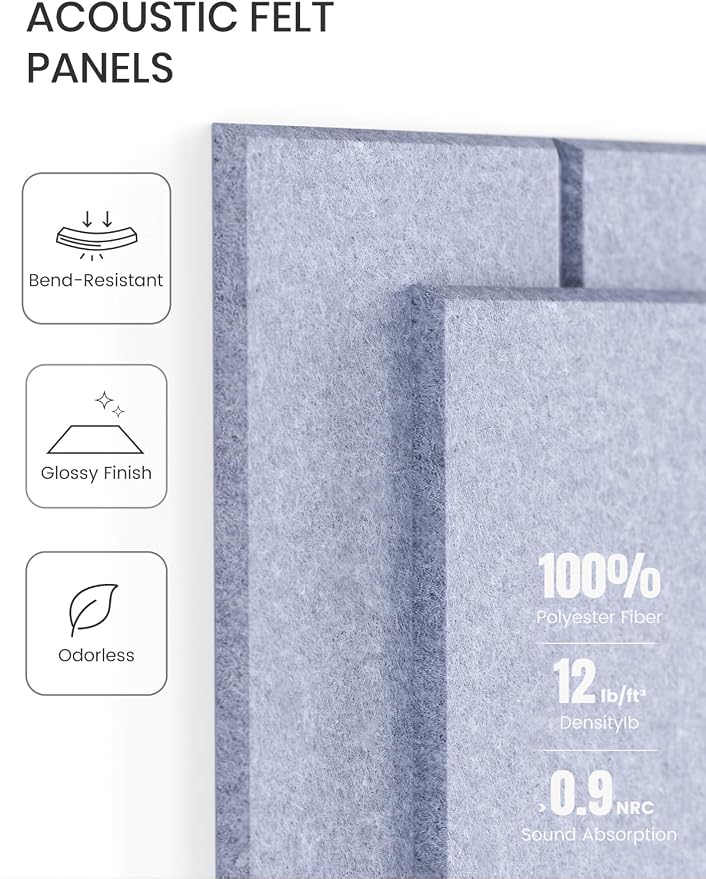 Fluxynara Felt Bulletin Board & Cork Board Alternative, Soft Periwinkle | 36" x 24" Pin board, Removable Adhesive Tabs, Easy Install Without Wall Damage, For Home Office Decor