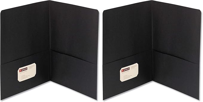 Smead Two-Pocket Heavyweight Folder, Letter Size, Black, 25 per Box (87853) (Pack of 2)
