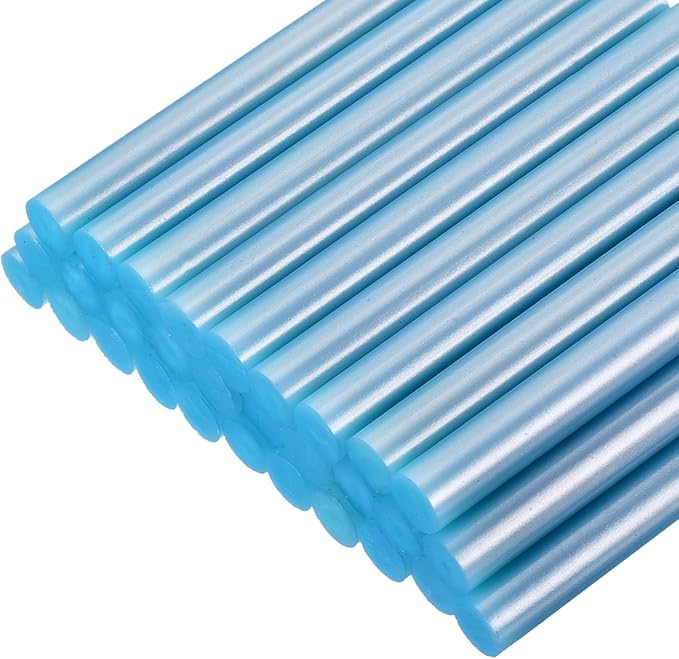 uxcell 30pcs Mini Hot Glue Gun Sticks 4-inch x 0.43-inch High Sticky Large Hot Glue Sticks for Glue Gun, Metallic Blue