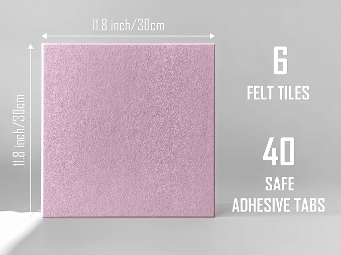 Cork Board 24 x36 Alternative - 6 Pack Felt Wall Tiles with Safe Removable Adhesive Tabs, Cork Boards for Walls Cork Board for Home Office Pin Board Tack Board - Sakura