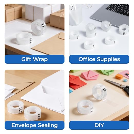 M&G 12 Rolls Clear Tape, Transparent Tape Refills, 1 inch Core for Gift Wrapping, Home, School Office Supplies, 0.7inch, 28 Yards