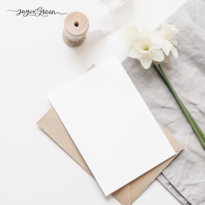 50 Pack 5x7 Blank Cardstock Paper, White Card Stock Bulk, Thick Folded Heavy Cardstock for Thank You Cards, Greeting Cards, Wedding Invitation, Envelopes, DIY Craft Card (Cards Only)