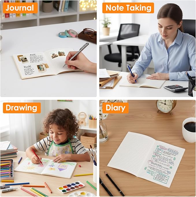 LABUK 5pcs A5 Composition Notebook Journals, Kraft Lined Notebooks Bulk, 5 Colors 60 Pages for Journaling, Writing, School, Office, Kids Gift