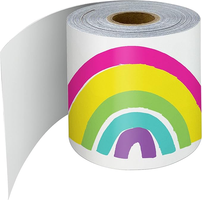Carson Dellosa Kind Vibes 65Ft of Rainbow Bulletin Board Borders, 1 Roll of Boho Trim for Rolling Whiteboard, Cork and Posterboard, Party, Spring Decorations, and Classroom Decor