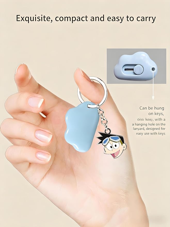 3Pcs Utility Knife Box Cutters Cute Cloud, Retractable Letter Opener, Sharp Cartons Cardboard Cutter Razor Knife for Christmas, Paper Cutter with Razor Blade, Portable Office Stationery