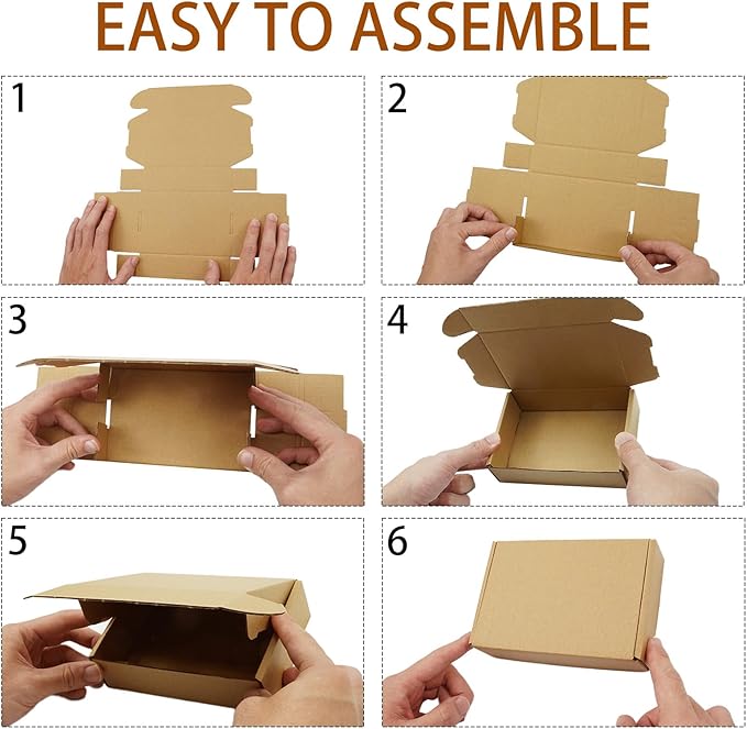 100 Pack Small Shipping Boxes, 5.9 x 3.9 x 1.5 Inch Mailing Cardboard Boxes Corrugated Mailer Packaging Supplies for Small Business Gift Present, Brown