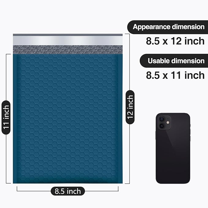 UCGOU Bubble Mailers 8.5x12 Inch 40 Pack Usable Size 8.5x11 Inch Navy Blue Padded Envelope Medium Waterproof Packaging Bags for Shipping Self Seal Strong Adhesive Envelope for Jewelry Makeup Supplies
