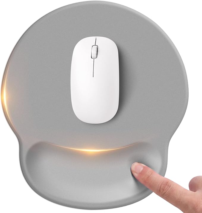 Mouse pad with Wrist Rest,Relieving Pain Memory Foam Computer pad, Ergonomic Desktop Mouse, Silicone Material Mouse pad, with Non-Slip PU Base (Grey)