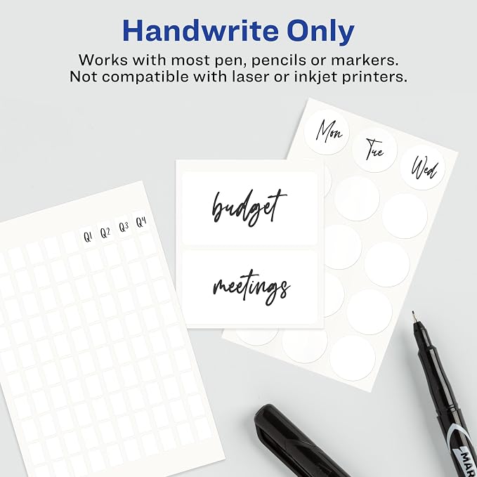 Avery® Multi-Use Permanent Labels, 1.5" x 2.75", White, Non-Printable, 76 Blank Labels Total (6117)