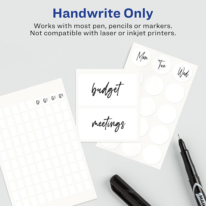 Avery Multi-Use Removable Labels, 5/16" x 1/2", White, Non-Printable, 1,100 Blank Labels Per Pack, 19,800 Total (18 Packs of 5412)