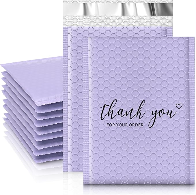 JinRuiKJ Bubble Mailers 6x10" 25 Pack, Padded Envelopes, Strong Adhesion Padded Mailers, Cushioning Padded Shipping Envelopes for Jewelry, Makeup - Purple