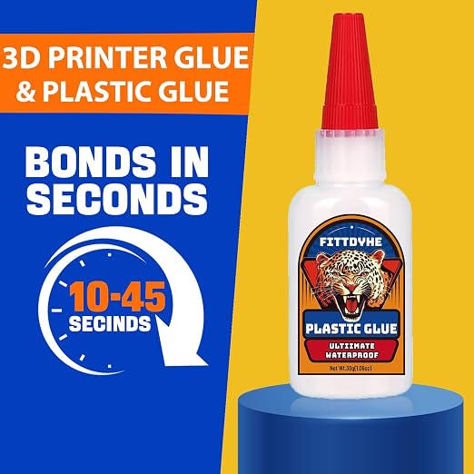 3D Printer Glue Super Plastic Glue 30 g, Super Glue for Plastic, Strong Fast Drying Clear Heavy Duty Waterproof Adhesive for Toys, Miniatures, Model, Acrylic, PVC, PLA, ABS,PETG,TPU