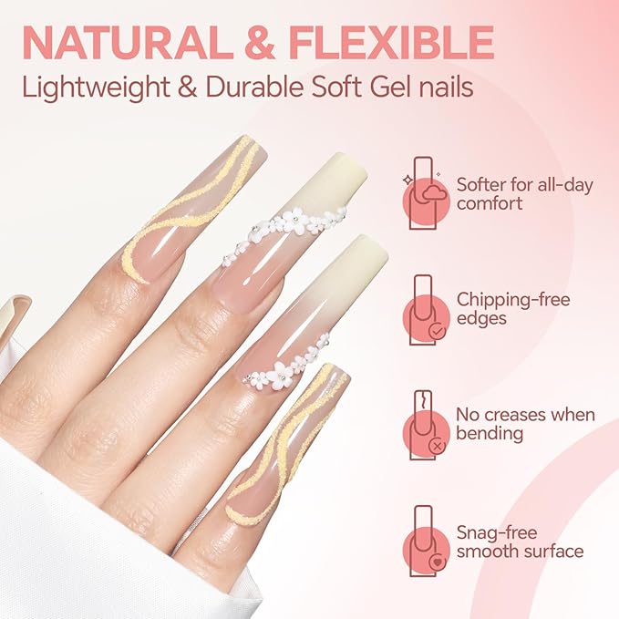 XXL No C Curve Square Flat Nail Tips, 240pcs Extra Long Straight Tapered Acrylic Gel Fake Nails, Matte Full Cover Clear Press on for Extension Manicure Home DIY 12 Sizes Gelly Tips