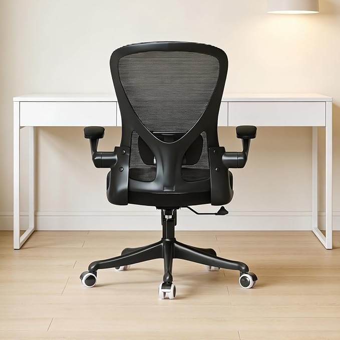 Monhey Ergonomic Office Chair, Adjustable Lumbar, Black | Breathable Mesh, Warm Taupe,Flip-up Arms, Height Adjustable, Rocking Swivel, Home Office