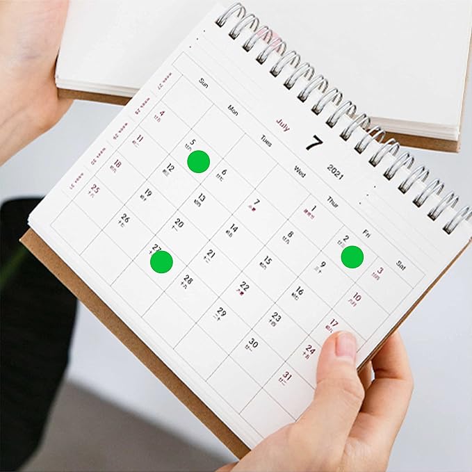 PARLAIM 1000pcs Green Round Color Codding Labels on a Roll Permanent Circle 1/2 Inch Diameter Dot Stickers in Plastic Dispenser Box for Home Classroom