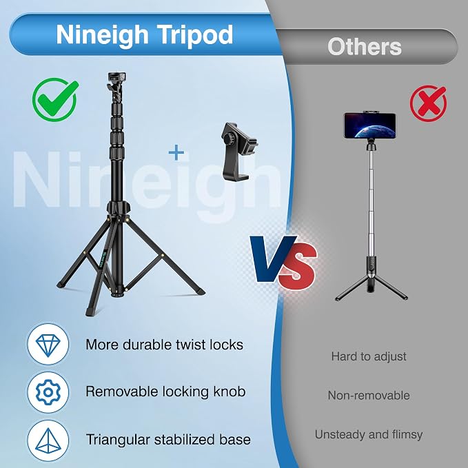 72" Tripod for iPhone, Phone & Camera Travel Tripod Stand with Remote, Compatible with Smartphone/Gopro