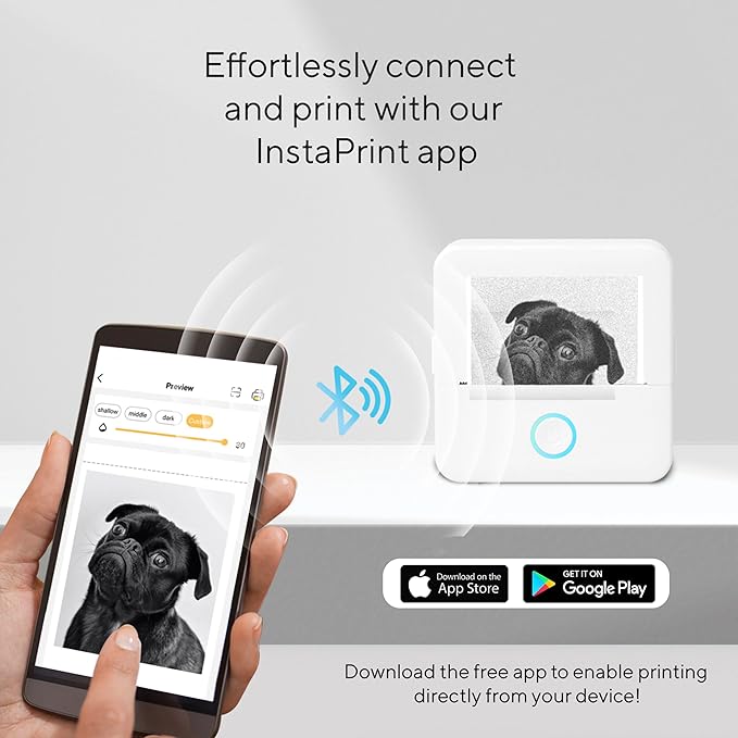 Core Innovations Wireless Mini Portable Inkless Thermal Printer & LabelMaker + Paper White