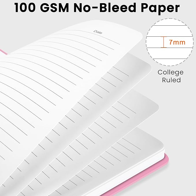 Lined Spiral Journal Notebook, A5 College Ruled Notebook for Journaling, Note-Taking, and Daily Planning, Durable Hardcover with an Elegant Design, Rose Pink