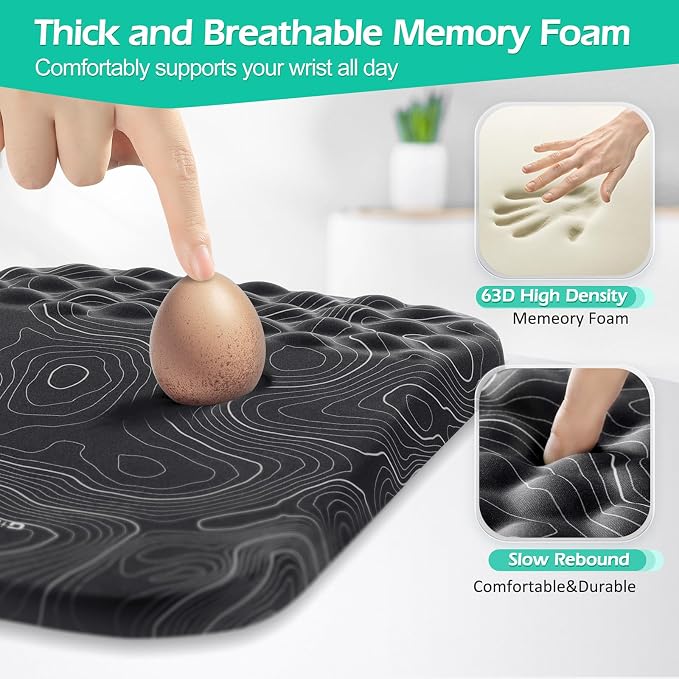 Gimars Upgrade Ergonomic Mouse Pad Wrist Rest with Memory Foam Massage Bump, Enlarge [ 30% Larger Moving Space] Mouse Pad Wrist Support with Nonslip PU Base for Laptop, Computer, Gaming & Office