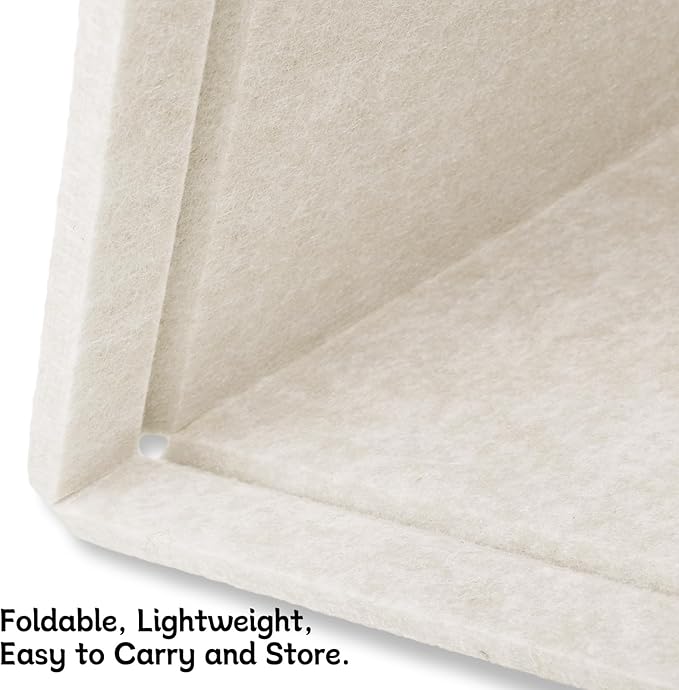 Bulletin Board, 24" x 18" Foldable Cork Board Felt Pin Boards with 30 Pushpins Self-Adhesive Photo Decorative Felt Boards for Walls, Office, School, Classroom, Home, Bedroom - Oatmeal