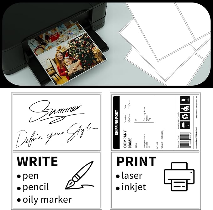 Half Sheet Shipping Labels,Self Adhesive Mailing Labels for Laser & Inkjet Printers,White 8.5x5.5 Half Page Label,500 Sheets