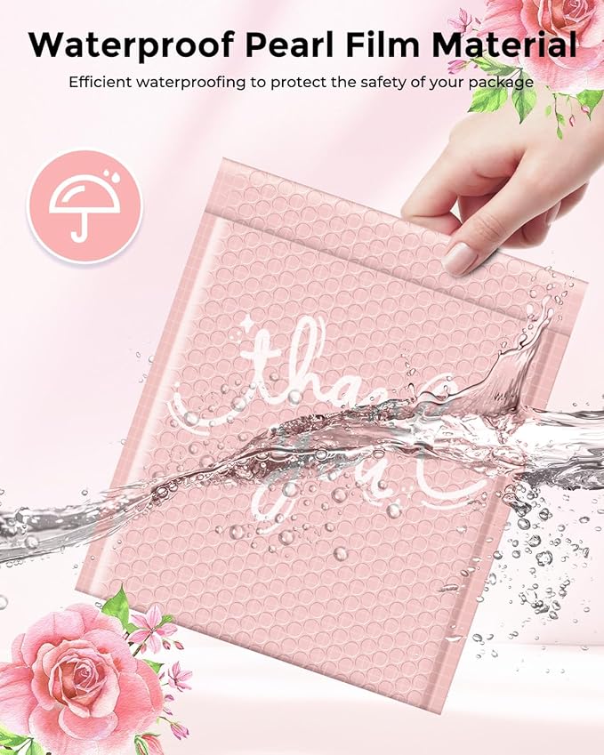 Metronic Bubble Mailers 8.5x12 Inch 240 Pack Usable Size 8.5x11'' Thank You Pink Bubble Mailer Waterproof Padded Envelopes for Gift Packaging, Mailing, Makeup, Small Items Bulk