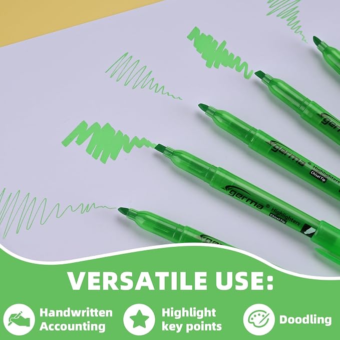 Cgerma Highlighters 36 Pack, Chisel Tip Green Highlighter Bright Colors,Quickly Drying, Perfect for Students Kids Adults Classroom, School, Office