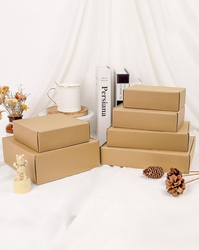 45 Pack Small Shipping Boxes, 9x6x2 Inch Brown Cardboard Boxes for Small Business